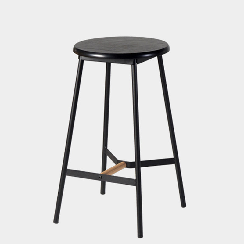 Contemporary Round Backless Armless Bar Stools with Metal Legs