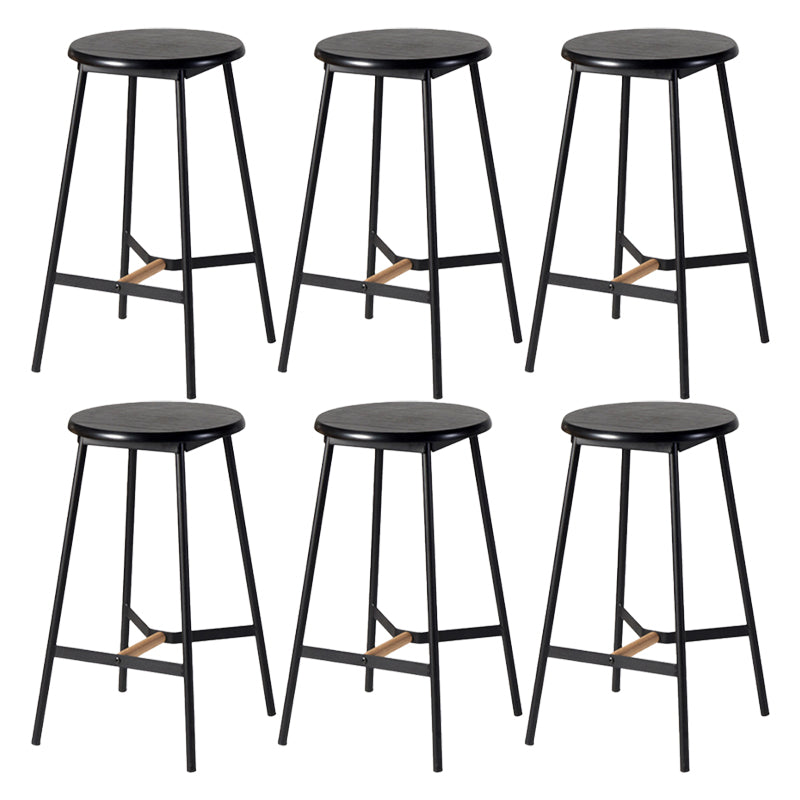 Contemporary Round Backless Armless Bar Stools with Metal Legs