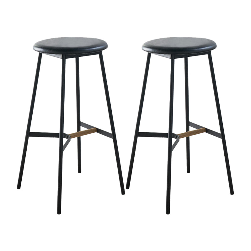 Contemporary Round Backless Armless Bar Stools with Metal Legs