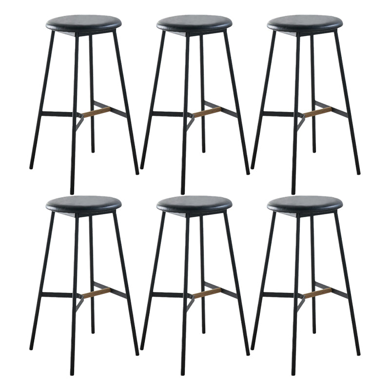 Contemporary Round Backless Armless Bar Stools with Metal Legs