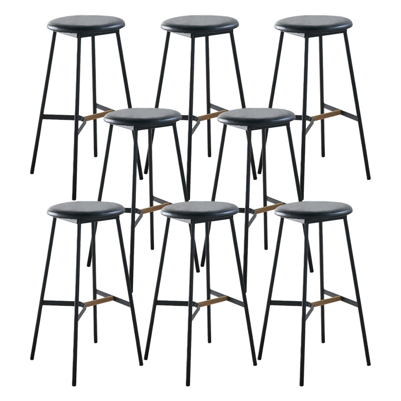 Contemporary Round Backless Armless Bar Stools with Metal Legs