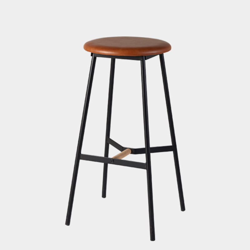 Contemporary Round Backless Armless Bar Stools with Metal Legs