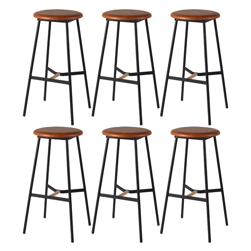 Contemporary Round Backless Armless Bar Stools with Metal Legs