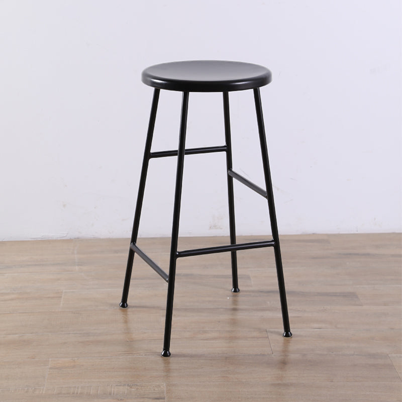 Contemporary Metal Legs Solid Wood Indoor Bar Stool with Footrest