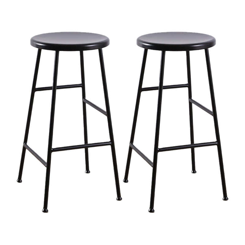 Contemporary Metal Legs Solid Wood Indoor Bar Stool with Footrest