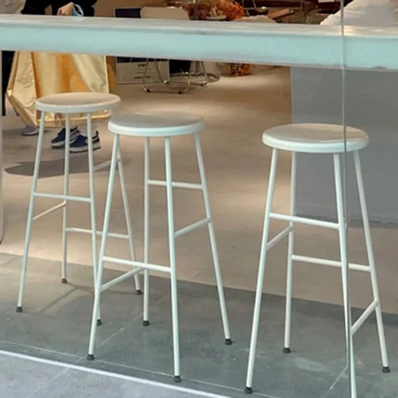 Contemporary Metal Legs Solid Wood Indoor Bar Stool with Footrest