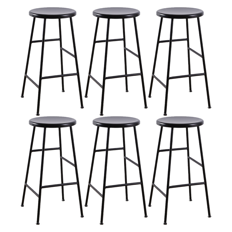 Contemporary Metal Legs Solid Wood Indoor Bar Stool with Footrest