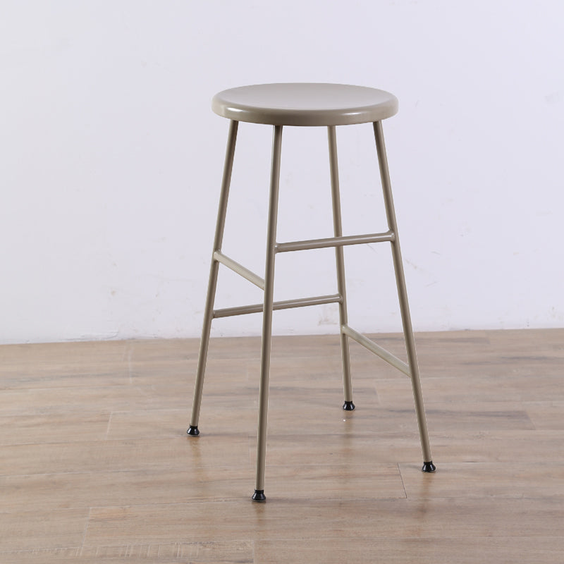 Contemporary Metal Legs Solid Wood Indoor Bar Stool with Footrest