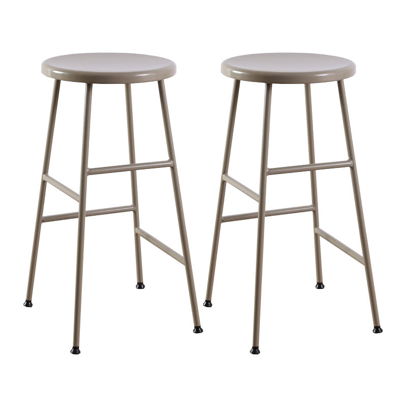 Contemporary Metal Legs Solid Wood Indoor Bar Stool with Footrest
