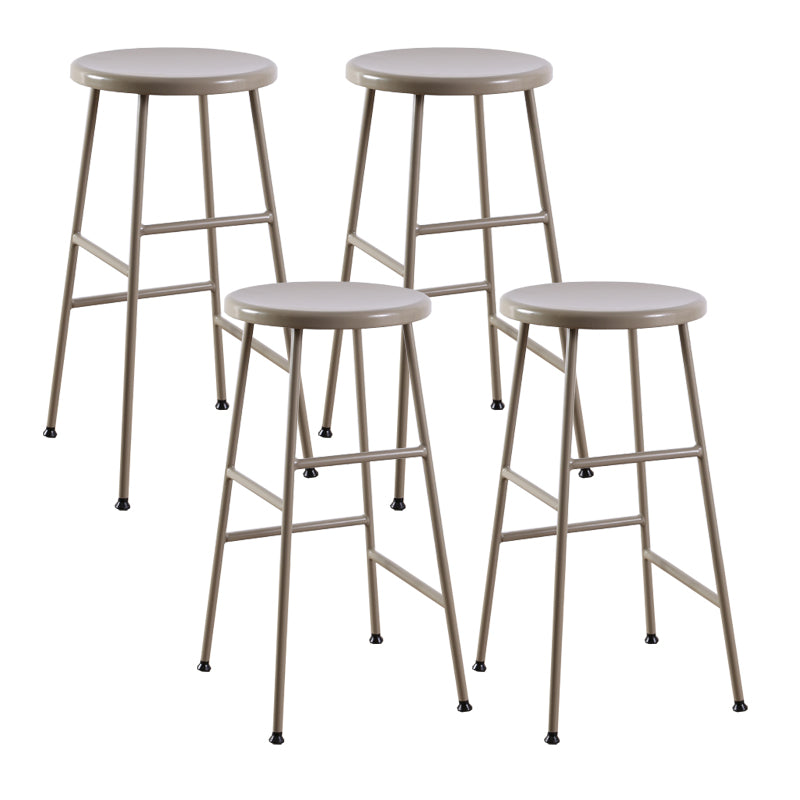 Contemporary Metal Legs Solid Wood Indoor Bar Stool with Footrest
