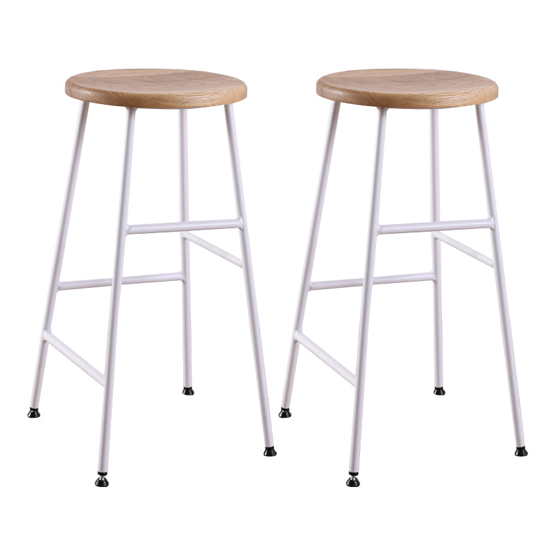 Contemporary Metal Legs Solid Wood Indoor Bar Stool with Footrest