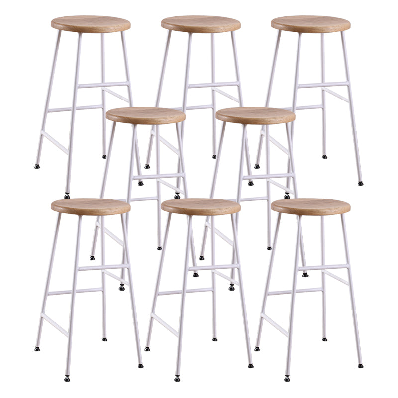 Contemporary Metal Legs Solid Wood Indoor Bar Stool with Footrest