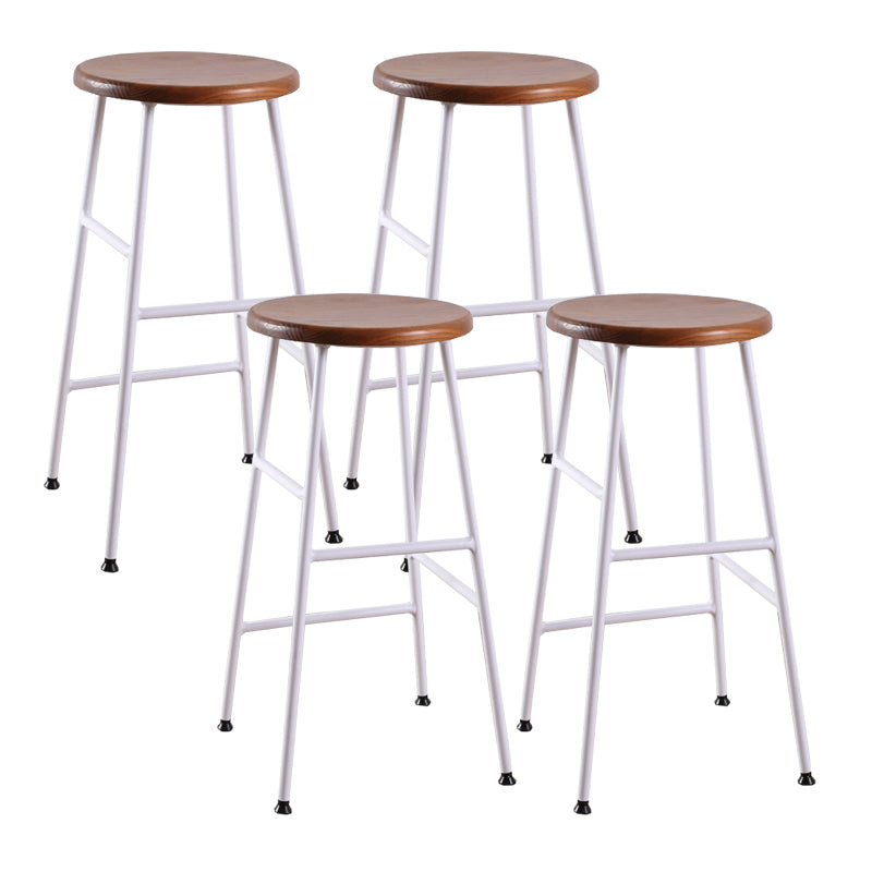 Contemporary Metal Legs Solid Wood Indoor Bar Stool with Footrest