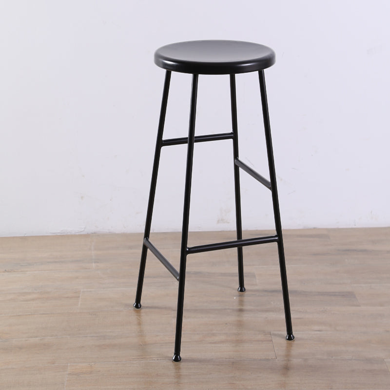 Contemporary Metal Legs Solid Wood Indoor Bar Stool with Footrest