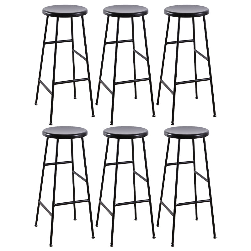 Contemporary Metal Legs Solid Wood Indoor Bar Stool with Footrest