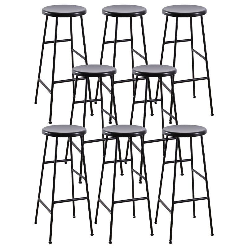 Contemporary Metal Legs Solid Wood Indoor Bar Stool with Footrest