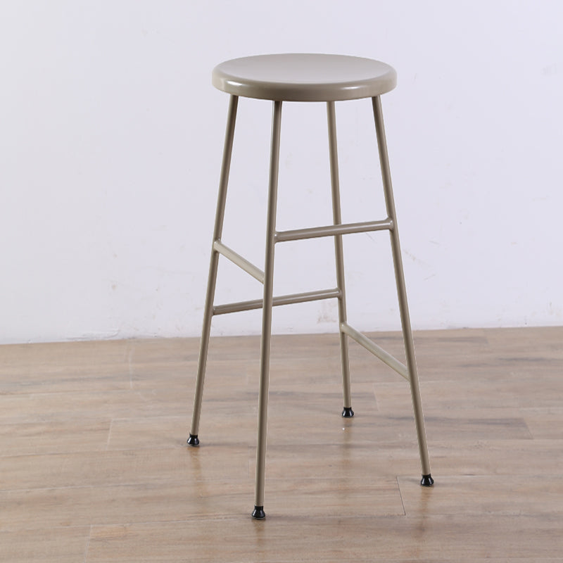 Contemporary Metal Legs Solid Wood Indoor Bar Stool with Footrest