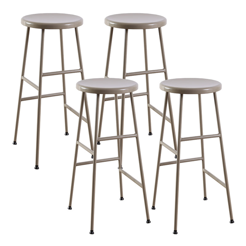 Contemporary Metal Legs Solid Wood Indoor Bar Stool with Footrest