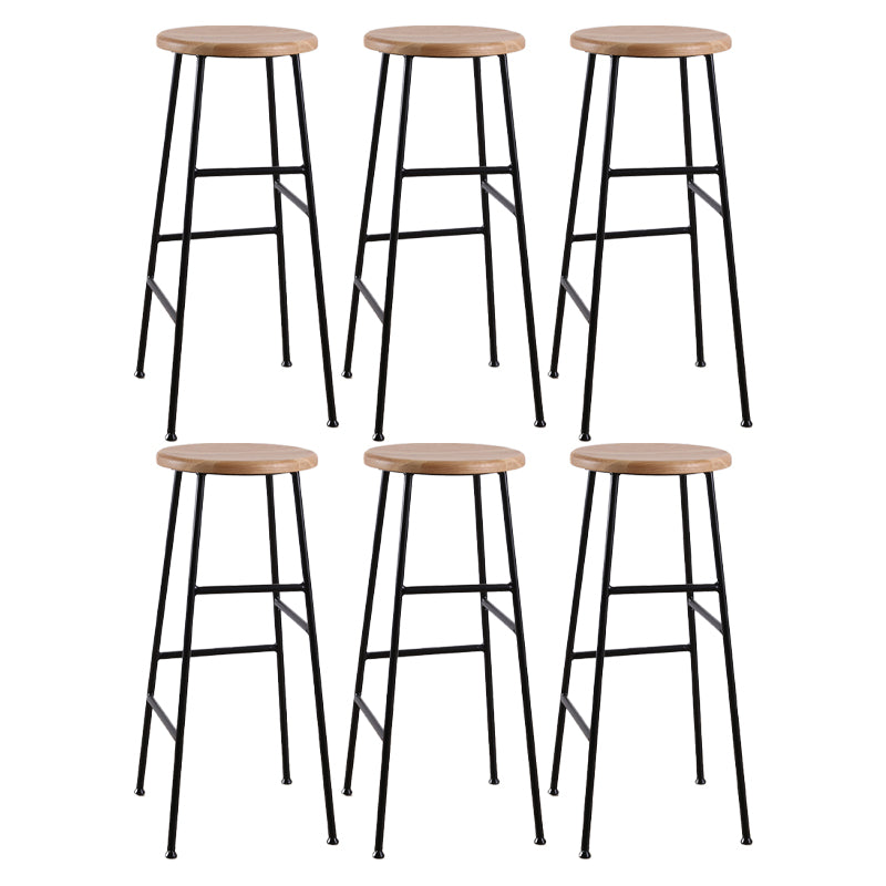 Contemporary Metal Legs Solid Wood Indoor Bar Stool with Footrest