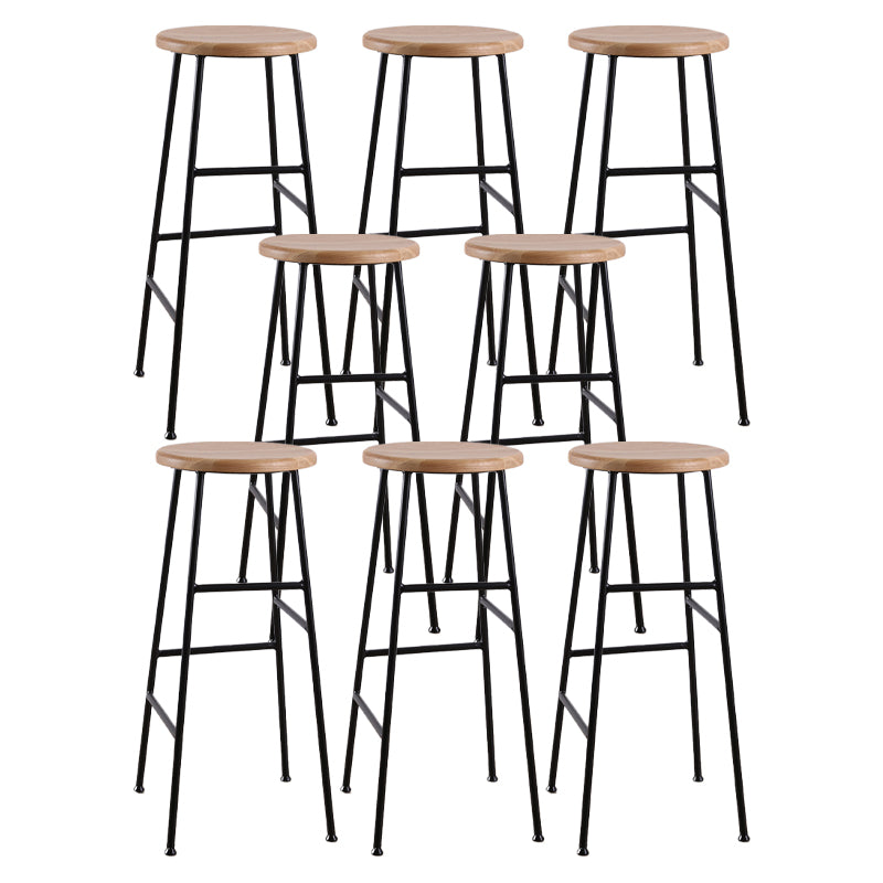 Contemporary Metal Legs Solid Wood Indoor Bar Stool with Footrest