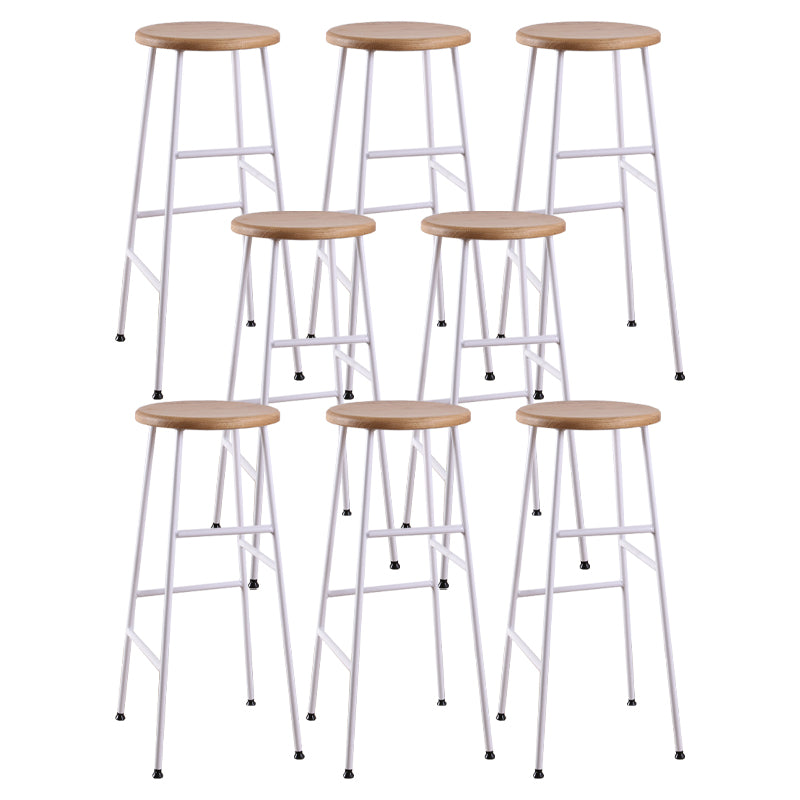Contemporary Metal Legs Solid Wood Indoor Bar Stool with Footrest
