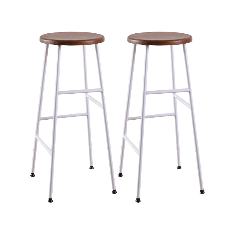Contemporary Metal Legs Solid Wood Indoor Bar Stool with Footrest