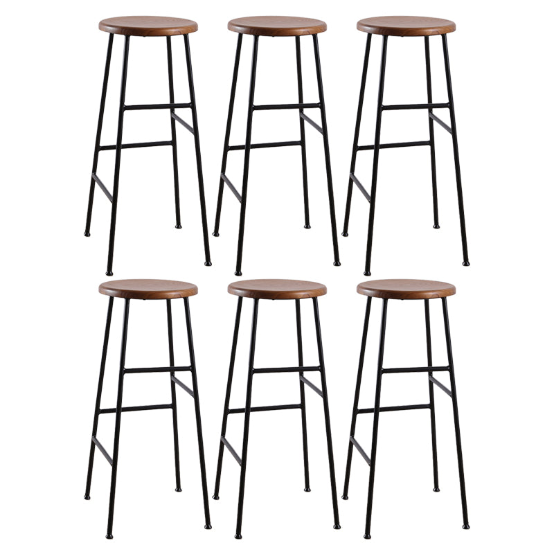 Contemporary Metal Legs Solid Wood Indoor Bar Stool with Footrest