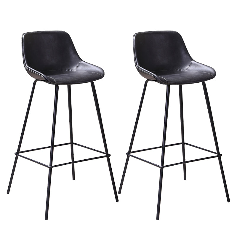Industrial Metal Legs Faux Leather Indoor Bar Stool with Footrest