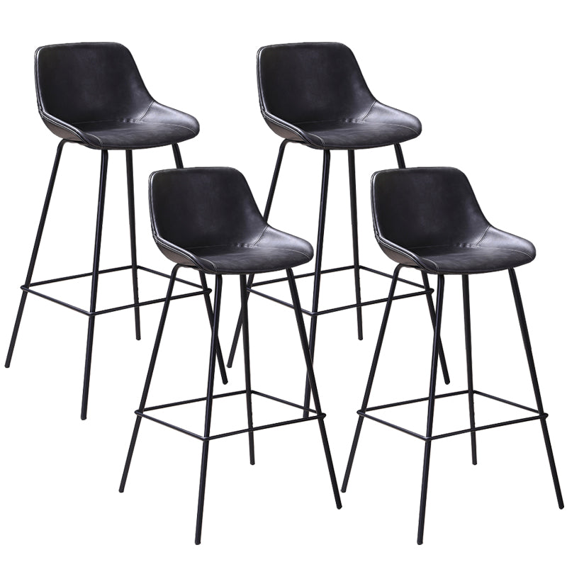Industrial Metal Legs Faux Leather Indoor Bar Stool with Footrest