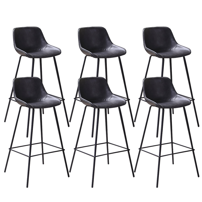 Industrial Metal Legs Faux Leather Indoor Bar Stool with Footrest