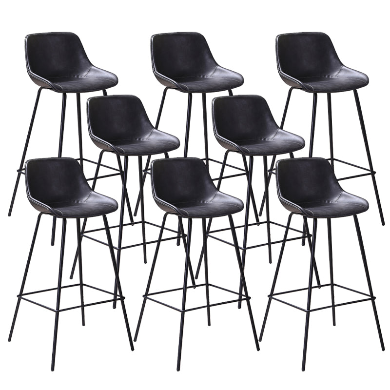 Industrial Metal Legs Faux Leather Indoor Bar Stool with Footrest