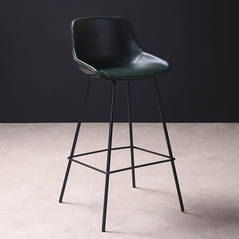 Industrial Metal Legs Faux Leather Indoor Bar Stool with Footrest