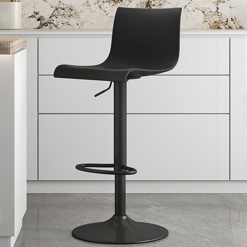 Modern Adjustable Height Swivel Plastic Low Back Bar Stool with Footrest