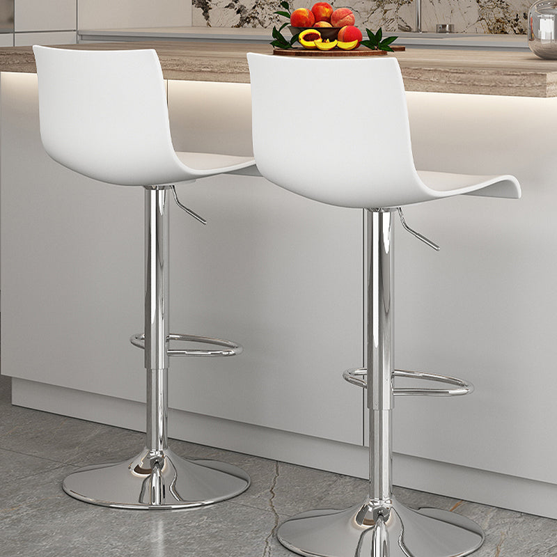 Modern Adjustable Height Swivel Plastic Low Back Bar Stool with Footrest