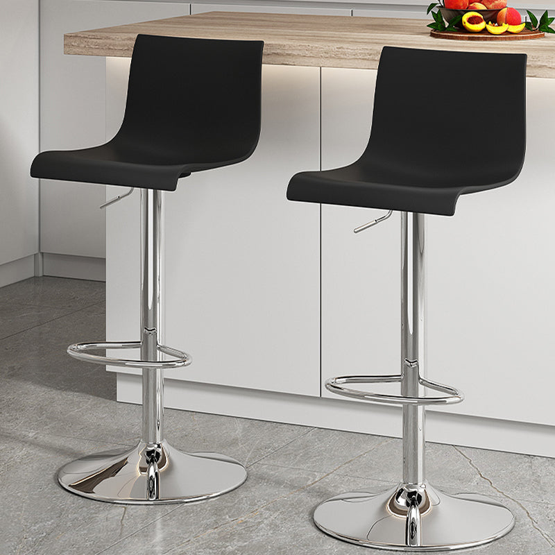 Modern Adjustable Height Swivel Plastic Low Back Bar Stool with Footrest