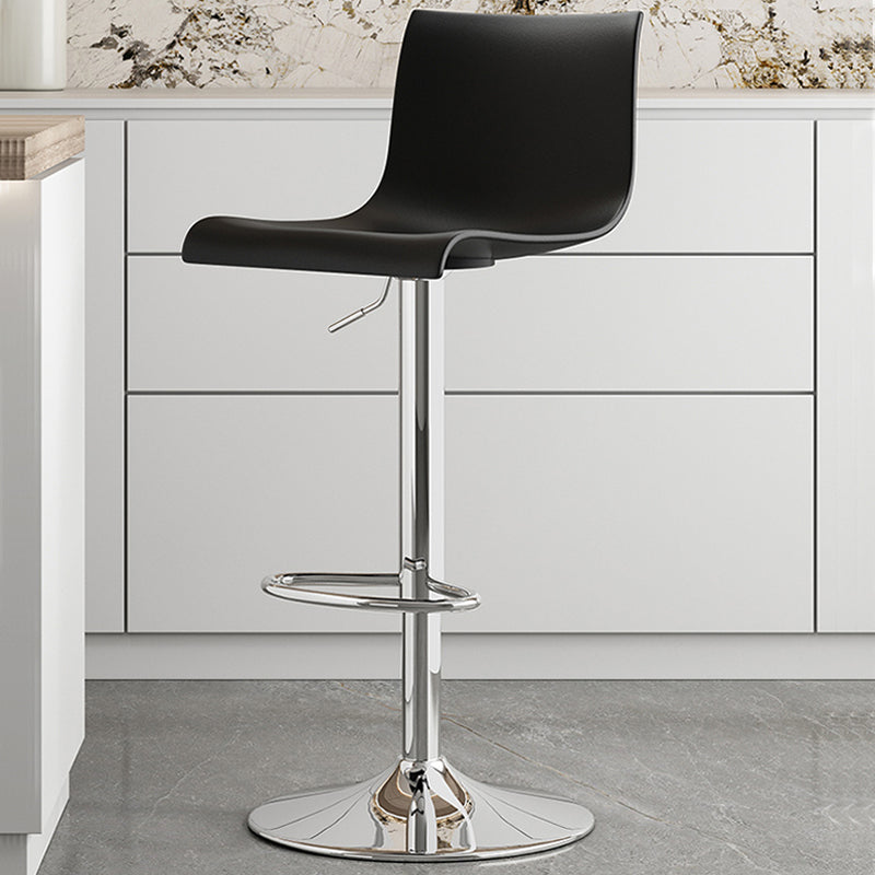 Modern Adjustable Height Swivel Plastic Low Back Bar Stool with Footrest
