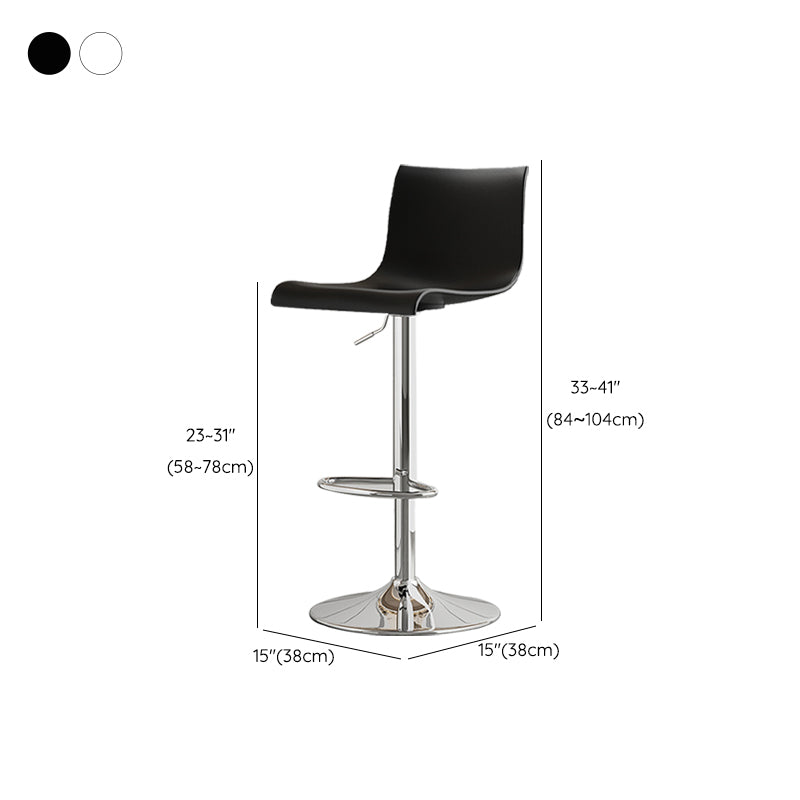 Modern Adjustable Height Swivel Plastic Low Back Bar Stool with Footrest