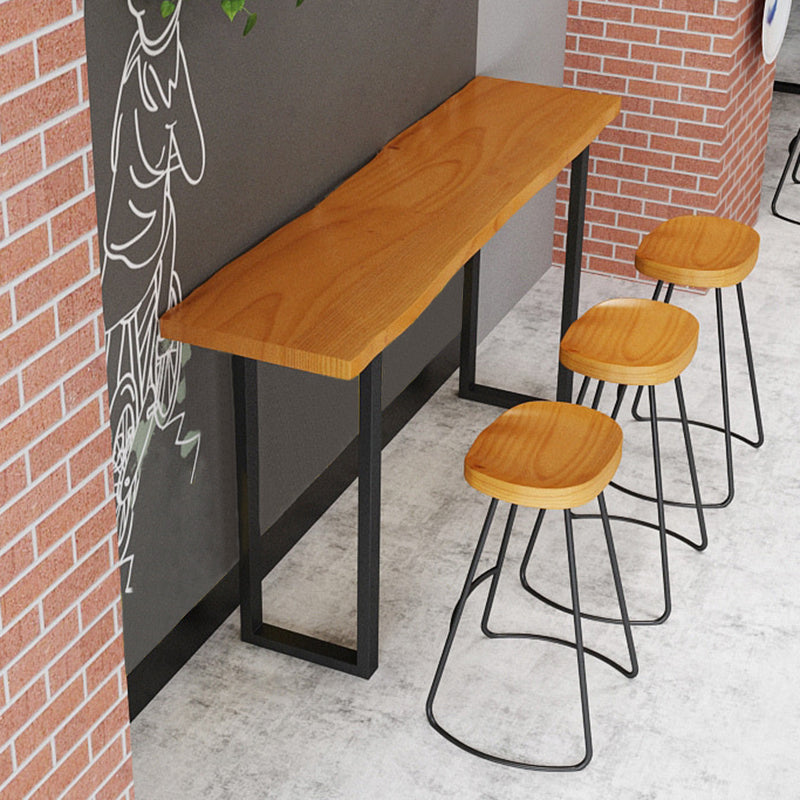 Rectangle Sled Base Solid Wood Bar Table for Kitchen Dining Room