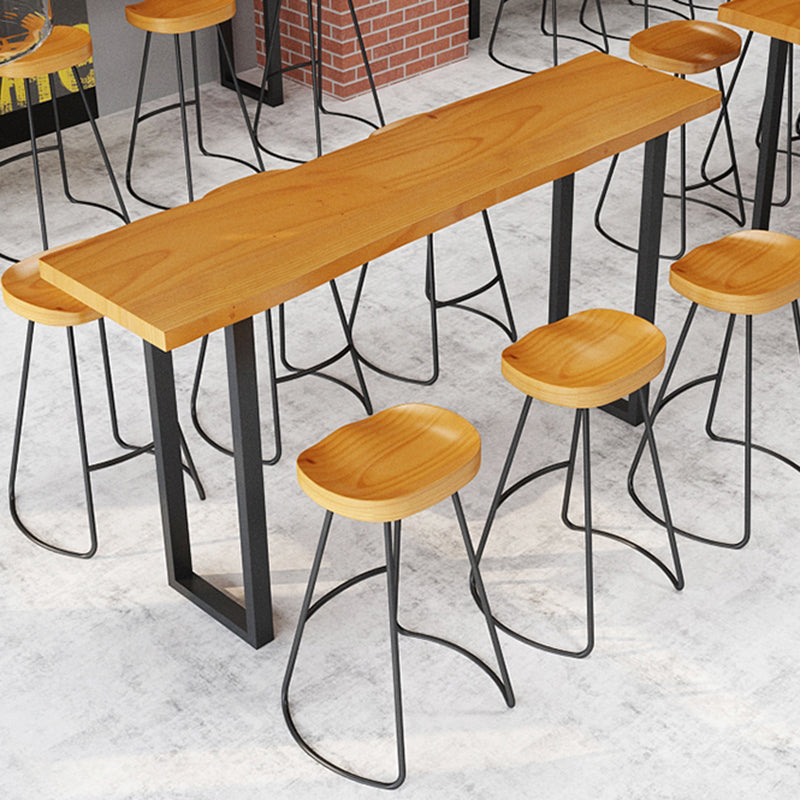 Rectangle Sled Base Solid Wood Bar Table for Kitchen Dining Room