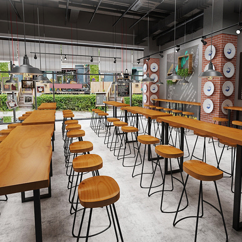 Rectangle Sled Base Solid Wood Bar Table for Kitchen Dining Room