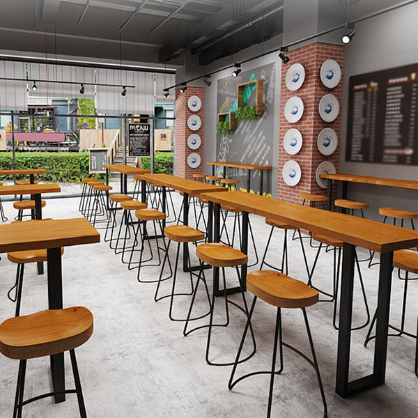 Rectangle Sled Base Solid Wood Bar Table for Kitchen Dining Room