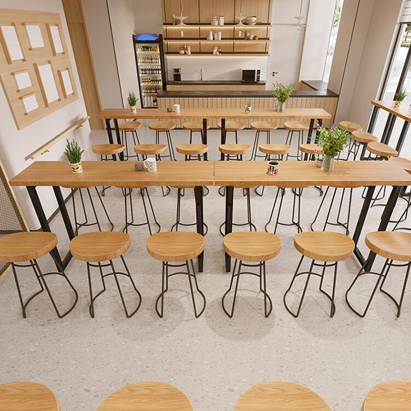 Modern Rectangle Sled Base Solid Wood Bar Table for Kitchen Dining Room