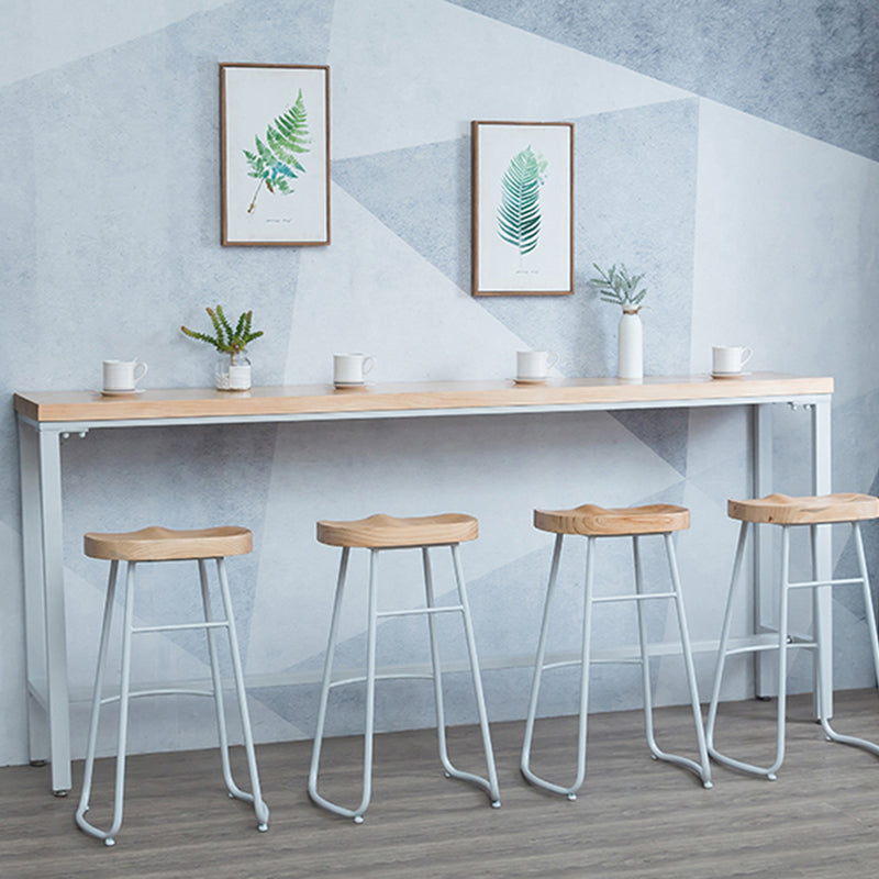 Modern Solid Wood Rectangle Trestle Base Bar Table for Kitchen Dining Room