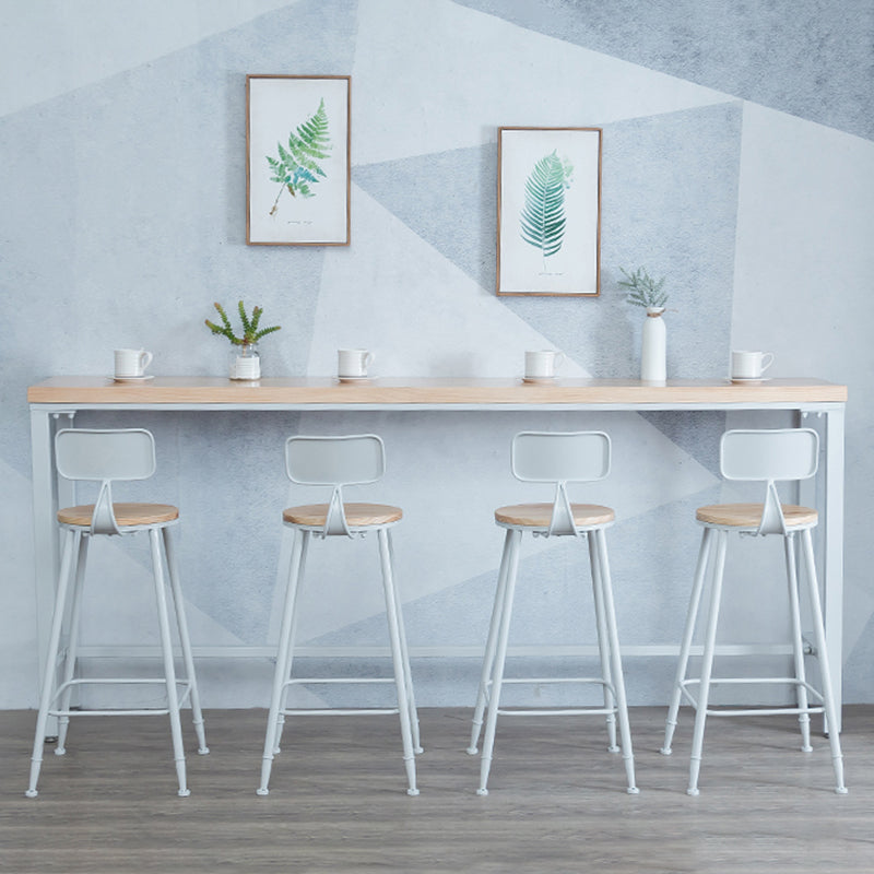 Modern Solid Wood Rectangle Trestle Base Bar Table for Kitchen Dining Room