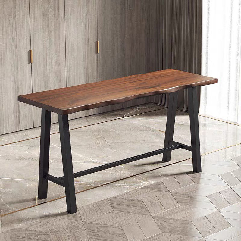 Rectangle Pine Solid Wood Trestle Base Bar Table for Kitchen Dining Room