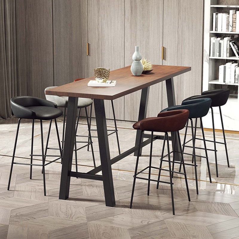 Rectangle Pine Solid Wood Trestle Base Bar Table for Kitchen Dining Room