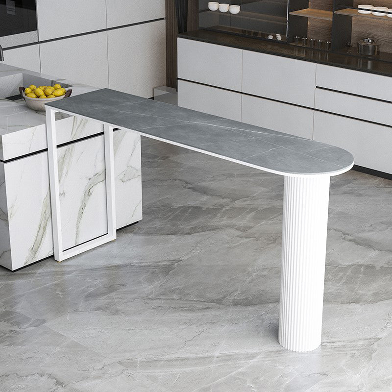 Modern Sintered Stone Double Pedestal Dining Bar Table for Kitchen Dining Room