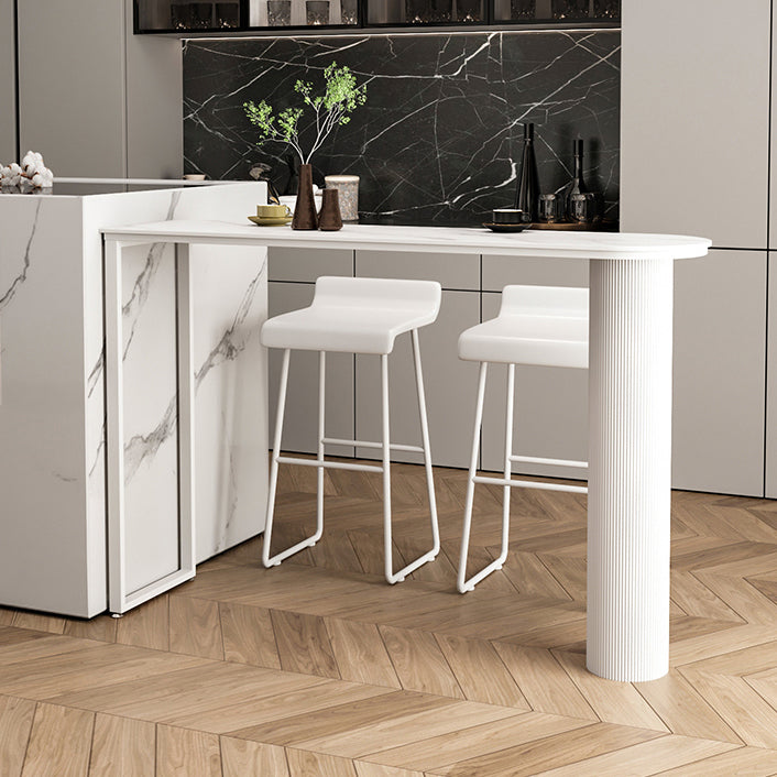 Modern Sintered Stone Double Pedestal Dining Bar Table for Kitchen Dining Room