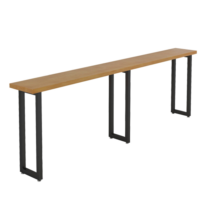 Kitchen Natural Finish Solid Wood Pub Table with Black Metal Frame