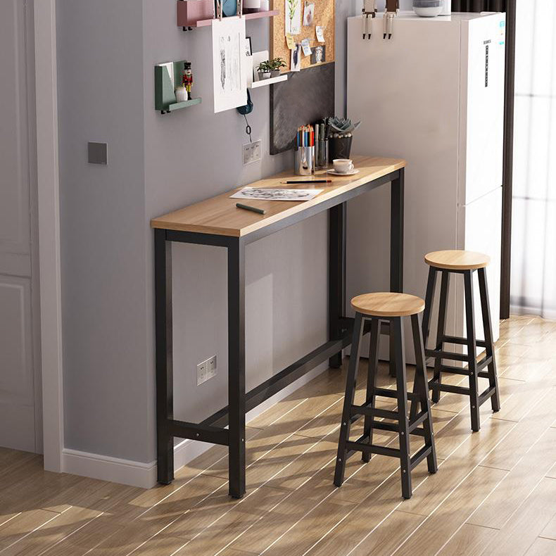 Contemporary Manufactured Wood Bar Table with Metal Base for Home